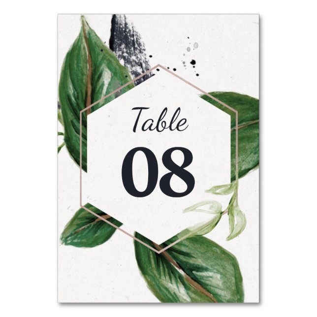Tropical jungle modern greenery leafage  table number (Front)