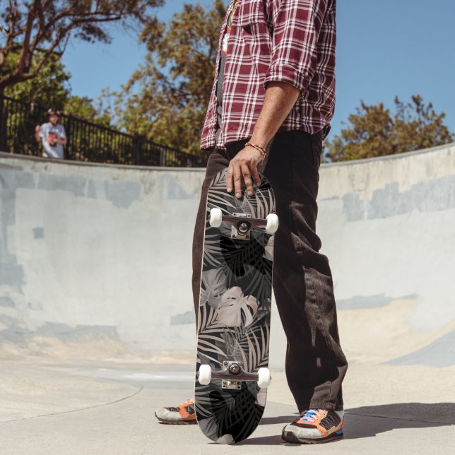 Tropical Jungle Night Leaves 8 - Repeating Skateboard (Outdoor 2)