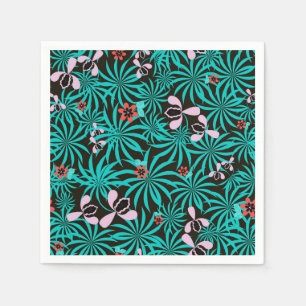 Tropical jungle palm leaves orchid flowers bloom c napkin