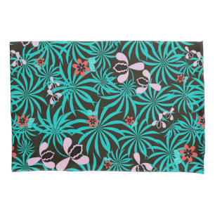 Tropical jungle palm leaves orchid flowers bloom  pillowcase