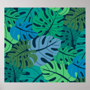Tropical Jungle Palm Seamless Pattern Poster