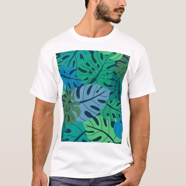 Tropical Jungle Palm Seamless Pattern T-Shirt (Front)