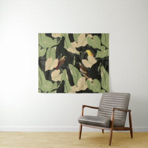 Tropical Jungle Parrot Toucan Birds Tapestry