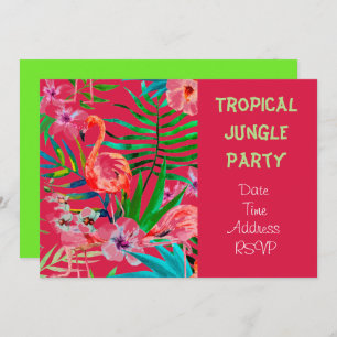 Tropical Jungle party with flamingo Invitation