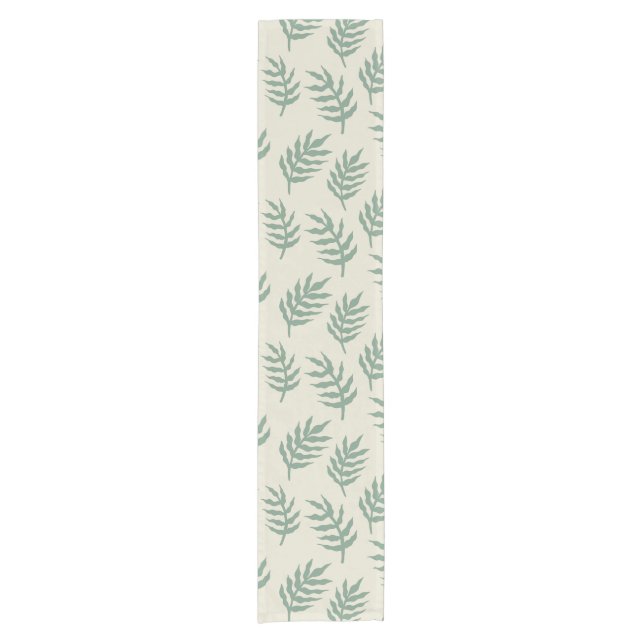 Tropical Jungle Rainforest  Fern Leaves Pattern  Short Table Runner (Front)