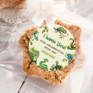 Tropical Jungle Reptile Kids Birthday Party Classic Round Sticker