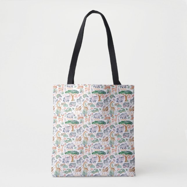 Tropical Jungle Safari Animals Baby Shower Tote Bag (Front)