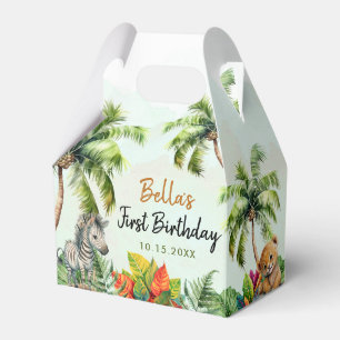 Tropical Jungle Safari Animals Birthday Favor Box