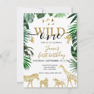 Tropical Jungle Safari Animals Birthday Invitation