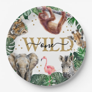 Tropical Jungle Safari Animals Birthday Paper Plate
