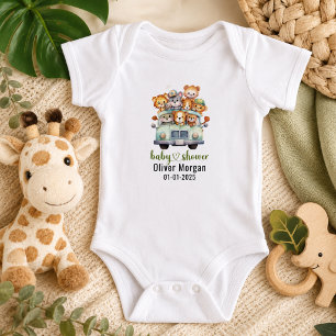 Tropical Jungle Safari Animals Boy Baby Shower Bodysuit