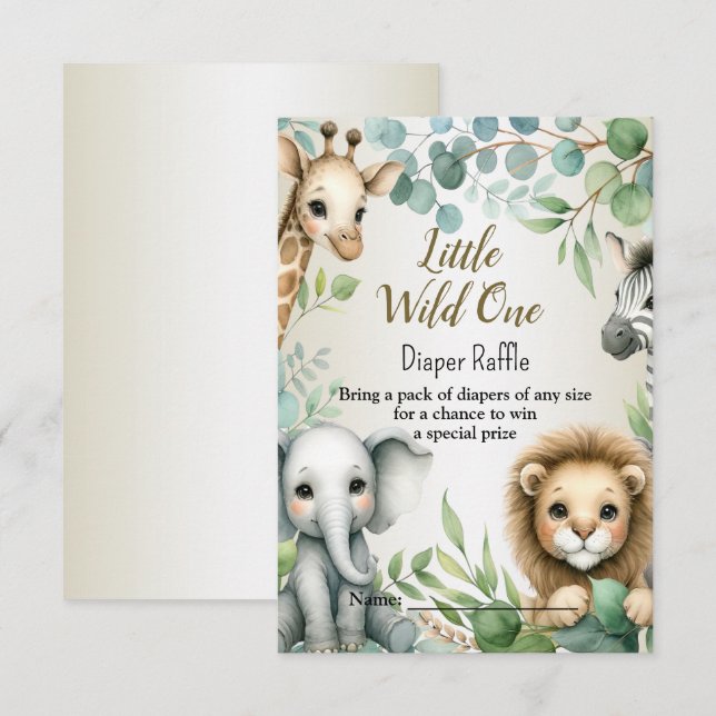 Tropical Jungle Safari Animals Boy Baby Shower Enclosure Card (Front/Back)