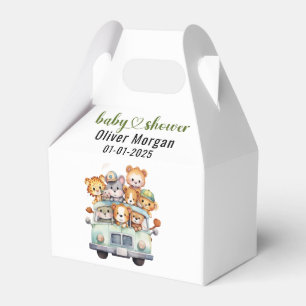Tropical Jungle Safari Animals Boy Baby Shower Favor Box