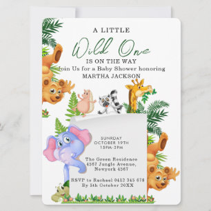 Tropical Jungle Safari Animals Boy Baby Shower  Invitation