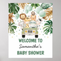 Tropical Jungle Safari Animals Greenery Welcome