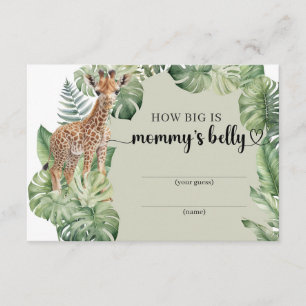 Tropical Jungle Safari Animals mommy's belly game  Enclosure Card