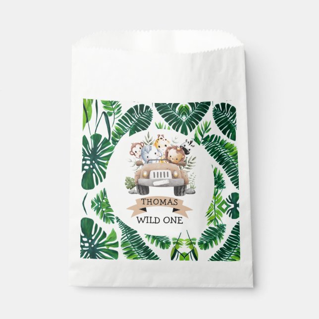 Tropical Jungle Safari Animals Party Favour Bag (Front)