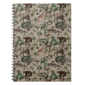 Tropical Jungle Safari Animals Pattern Notebook