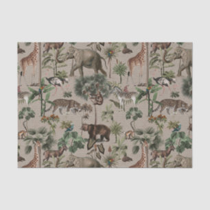 Tropical Jungle Safari Animals Pattern Tissue Paper