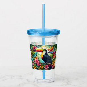 Tropical/Jungle Toucan bird Acrylic Tumbler
