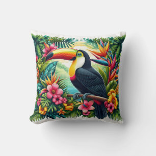 Tropical/Jungle Toucan bird Throw Pillow