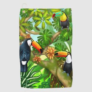 Tropical Jungle Toucans Golf Towel
