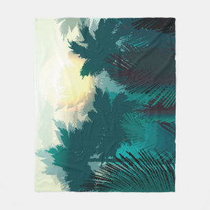 Tropical Jungle: Vintage Morning Landscape. Fleece Blanket