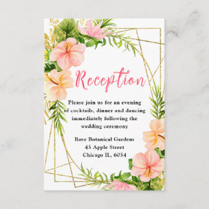 Tropical Jungle with Foliage Wedding Reception Enclosure Card