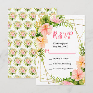 Tropical Jungle with Foliage Wedding RSVP Card