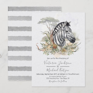 Tropical Jungle Zebra Wedding invitations
