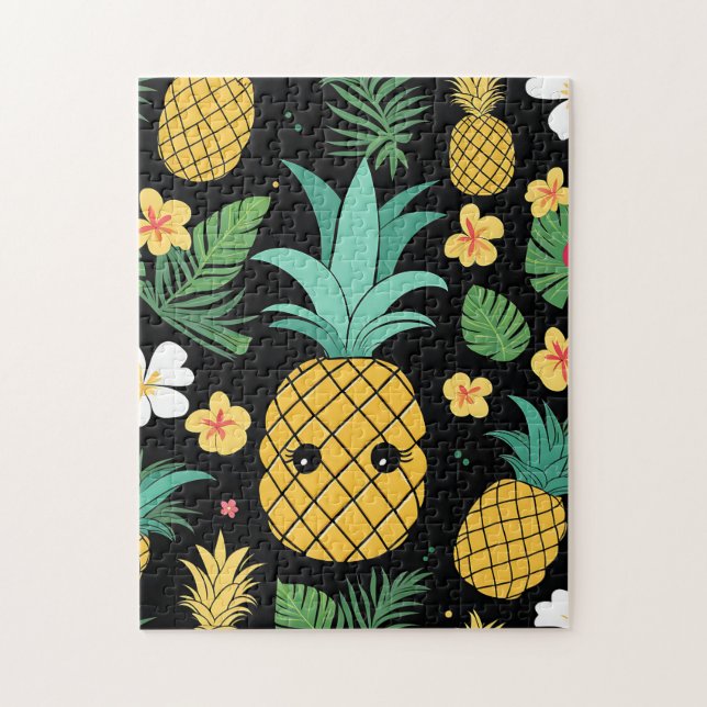 Tropical Kawaii Pineapple Jigsaw Puzzle (Vertical)