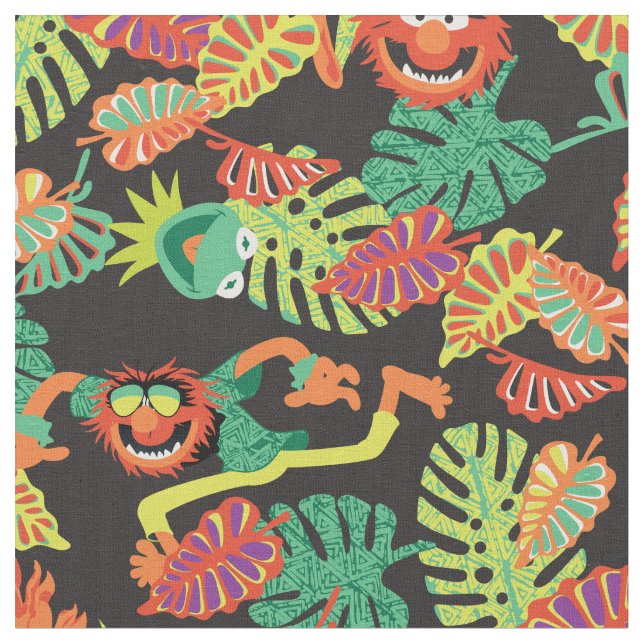 Tropical Kermit & Animal Pattern Fabric (Close Up)