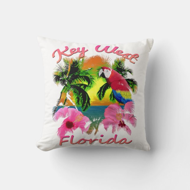 Tropical Key West Florida Keys Throw Pillow (Front)