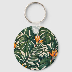 Tropical Keychain with Monstera and Strelitzia