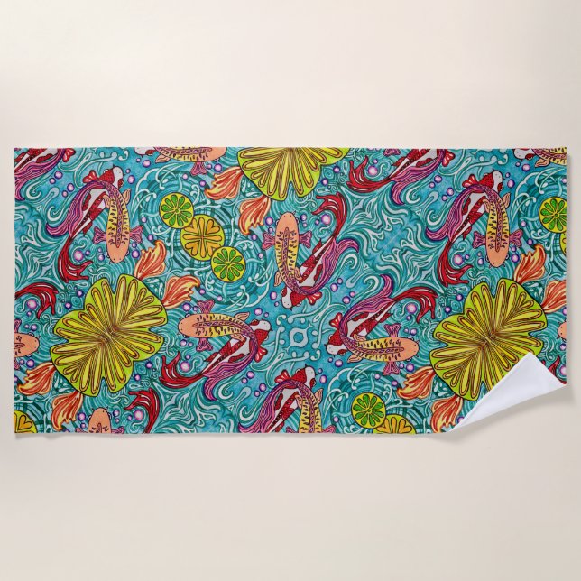 Tropical Koi - Beach Towel (Front)