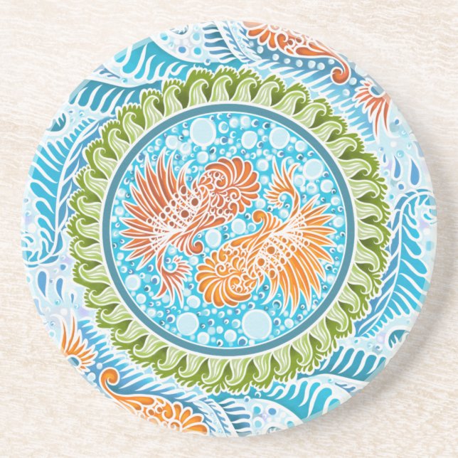 Tropical Koi Mandala  Coaster (Front)