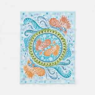 Tropical Koi Mandala Fleece Blanket