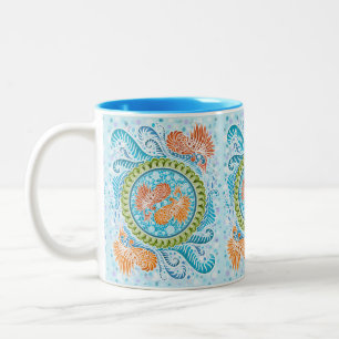 Tropical Koi Mandala Two-Tone Coffee Mug