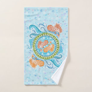 Tropical Koi Mandala Vibrant Ocean Zen Art Hand Towel