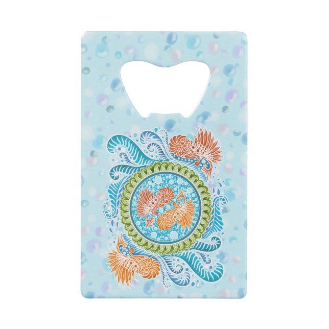 Tropical Koi Mandala | Vibrant Ocean Zen Art Wallet Bottle Opener (Front)