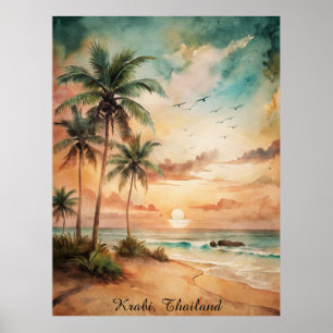 Tropical Krabi Thailand Beach Sunset Poster