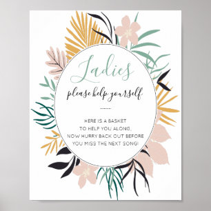 Tropical Ladies Bathroom Basket Wedding Sign