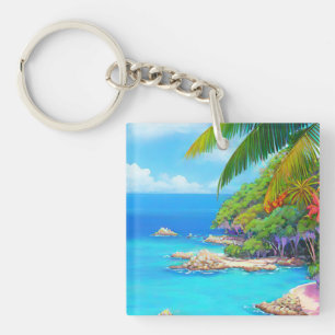 Tropical lagoon keychain