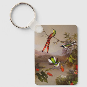 Tropical Landscape with Ten Hummingbirds Heade Keychain