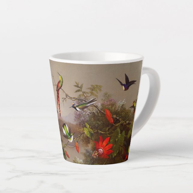 Tropical Landscape with Ten Hummingbirds Heade Latte Mug (Right Angle)