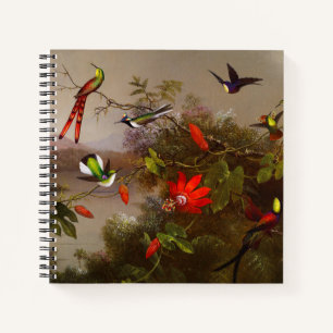 Tropical Landscape with Ten Hummingbirds Heade Notebook