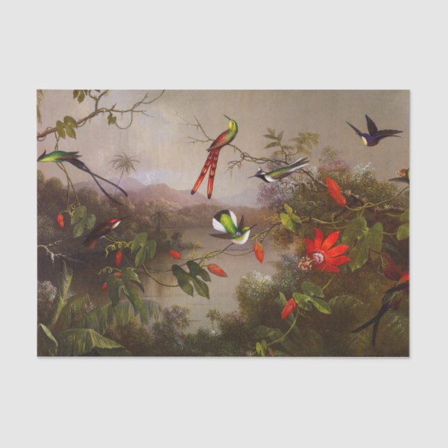 Tropical Landscape with Ten Hummingbirds Heade Tissue Paper (Front)