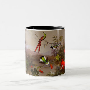 Tropical Landscape with Ten Hummingbirds Heade Two-Tone Coffee Mug