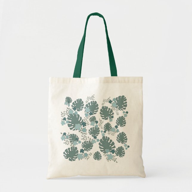 tropical large leaves tote bag (Front)