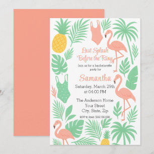 Tropical Last Splash Bachelorette Party Invitation